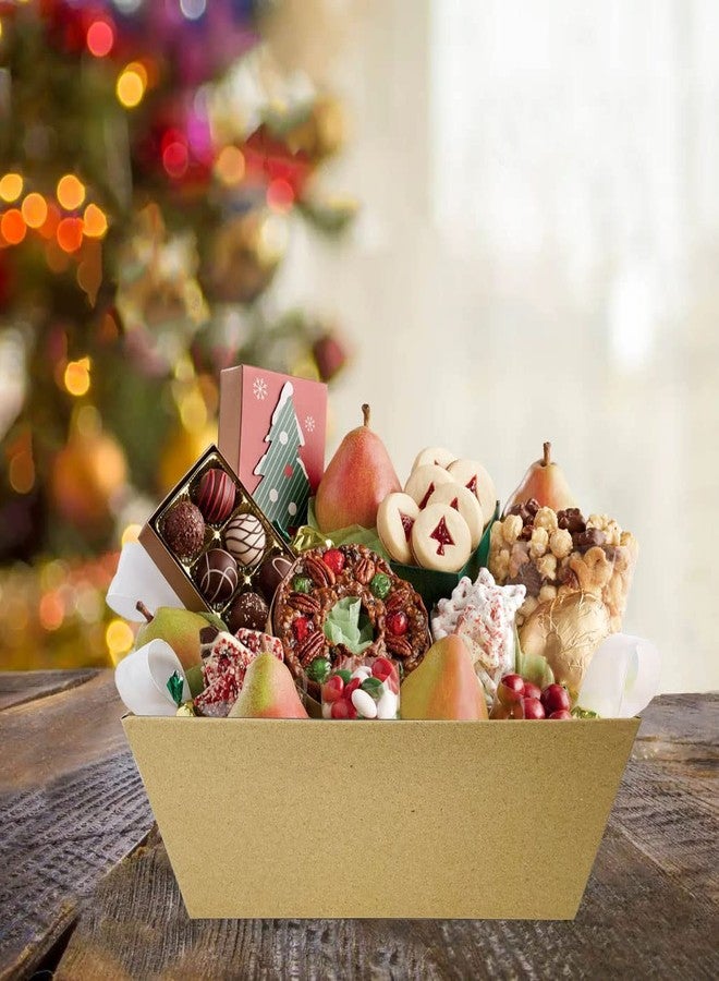 Funsky Baskets For Gifts Empty, 6 PCS Sturdy Diy Bulk Gift Basket Kraft Market Tray Cardboard Basket With Handles, Gift Baskets Kit Supplies Wrap To Fill For Birthday Christmas Valentines Thanksgiving - Image 5